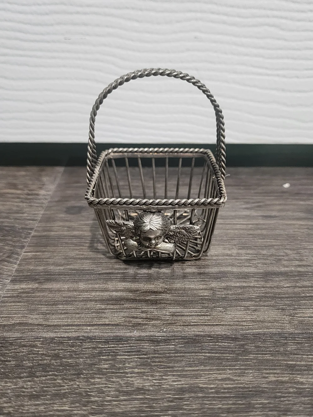 Silver-Tone Decorative Cherub Wire Basket - Home Accents